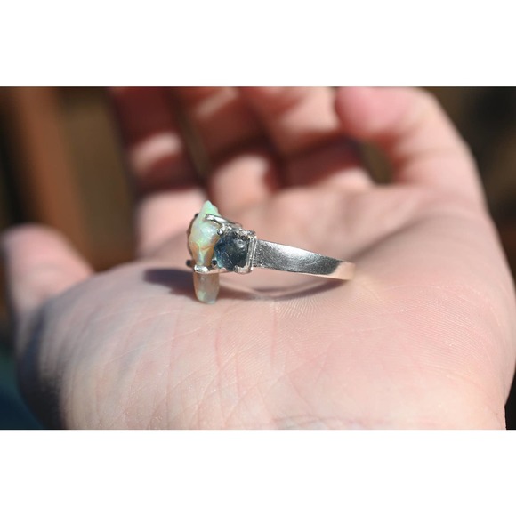 Raw Stone opal ring, rough opal, natural opal, alternative engagement ri… - Picture 5 of 7
